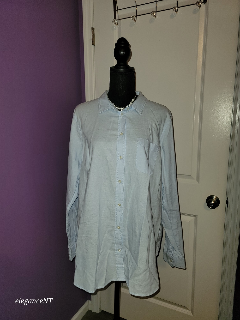 Old Navy Light Blue Button-Down Shirt - Women's Long Sleeve Sz: XL - Picture 2 of 9